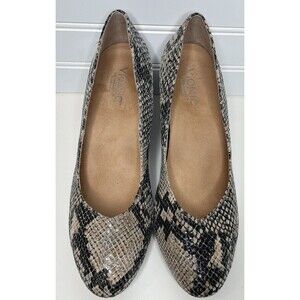 Vionic Antonia Embossed Leather Snakeskin Wedge Pump Dress Shoe Size 10